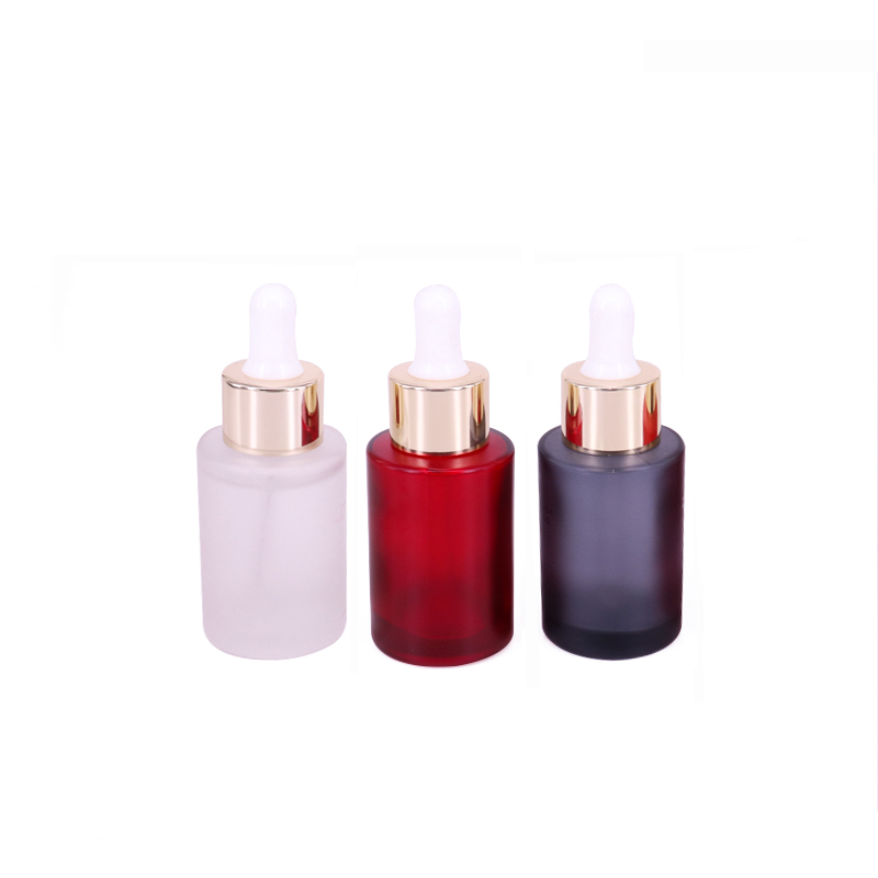 Essential oil container matte black 30ml hair serum bottle 1oz flat shoulder beard oil bottle with black dropper