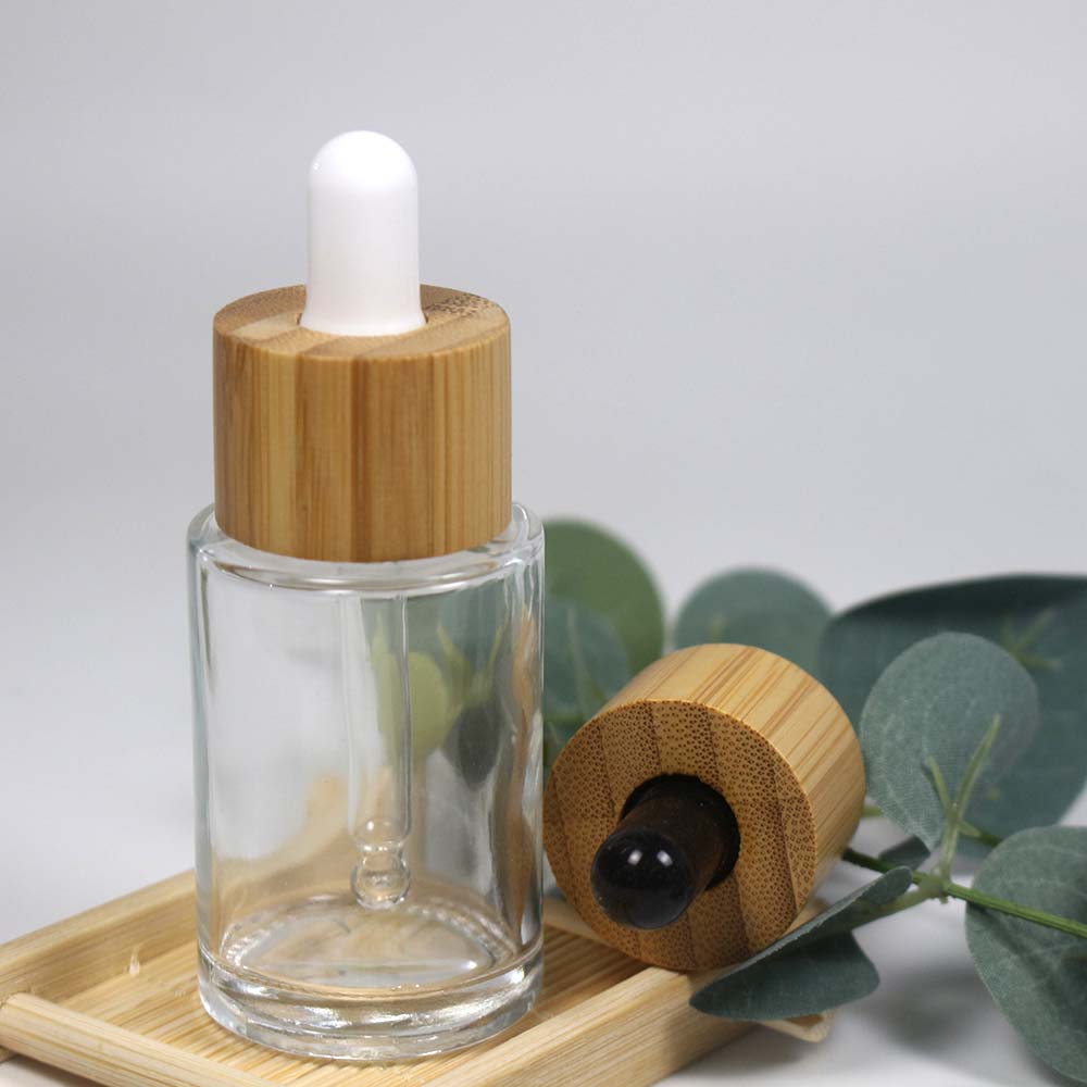 Essential oil dropper bottle 30ml wooden cap dropper bottle with pipette