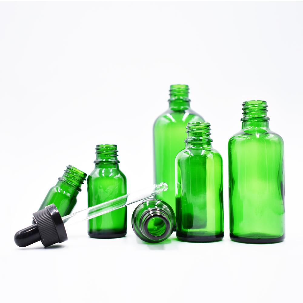 Essential oil e liquid green blue clear amber 5ml 10ml 15ml 20ml 30ml 50ml 100ml glass dropper bottle cosmetic packaging