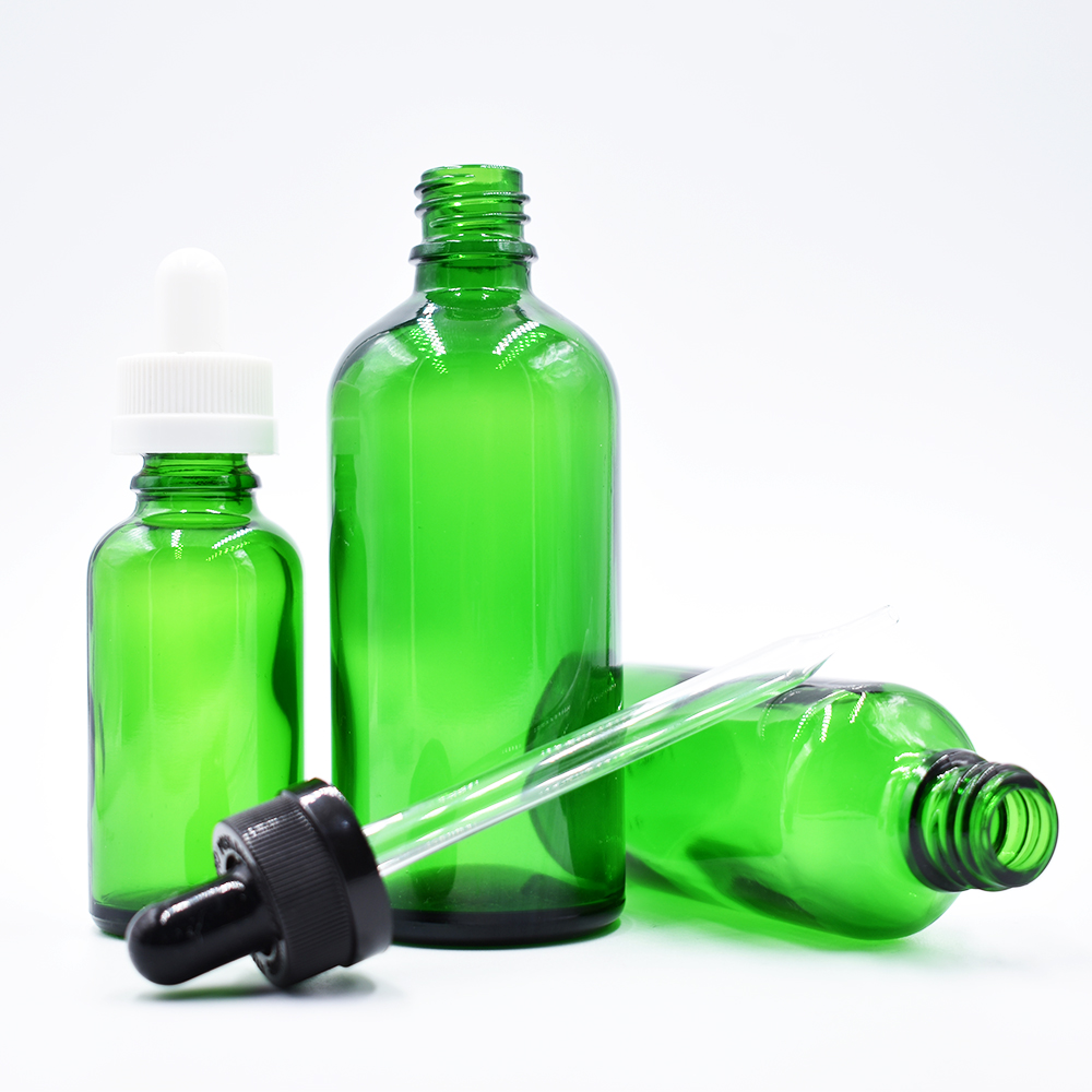 Essential oil e liquid green blue clear amber 5ml 10ml 15ml 20ml 30ml 50ml 100ml glass dropper bottle cosmetic packaging