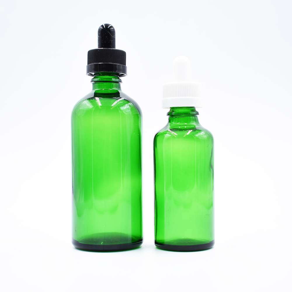 Essential oil e liquid green blue clear amber 5ml 10ml 15ml 20ml 30ml 50ml 100ml glass dropper bottle cosmetic packaging