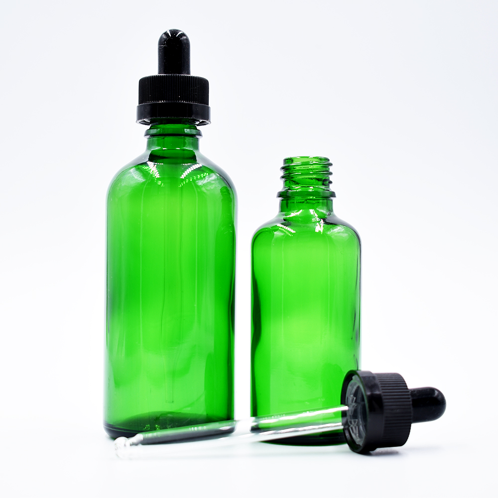 Essential oil e liquid green blue clear amber 5ml 10ml 15ml 20ml 30ml 50ml 100ml glass dropper bottle cosmetic packaging