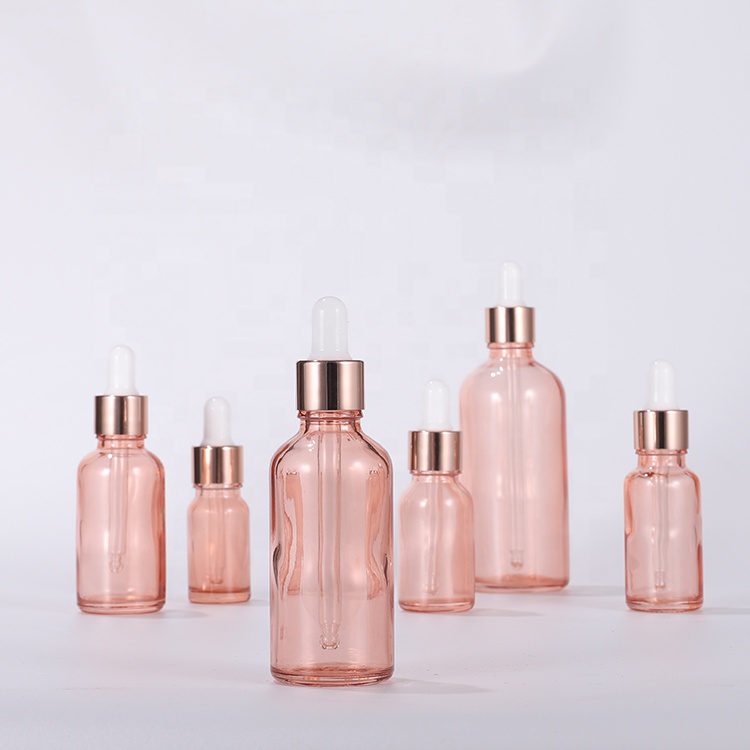 Essential oil empty 10ml 20ml 30ml 50ml 100ml custom translucent rose gold glass dropper bottle