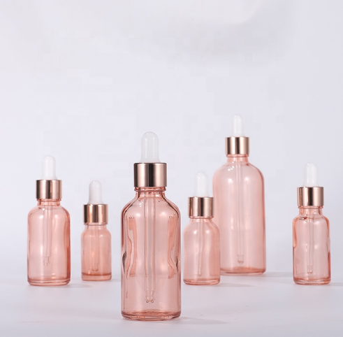 Essential oil empty 10ml 20ml 30ml 50ml 100ml custom translucent rose gold glass dropper bottle
