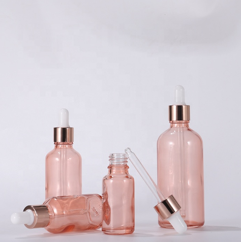 Essential oil empty 10ml 20ml 30ml 50ml 100ml custom translucent rose gold glass dropper bottle