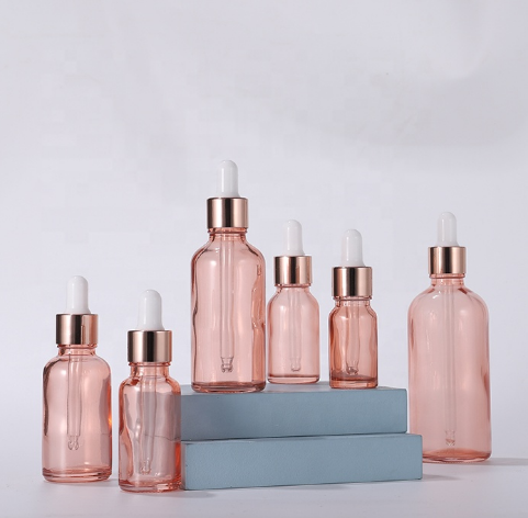 Essential oil empty 10ml 20ml 30ml 50ml 100ml custom translucent rose gold glass dropper bottle