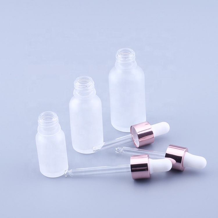Essential oil empty 5ml 10ml 20ml 30ml 50ml 100ml custom translucent rose gold glass dropper bottle
