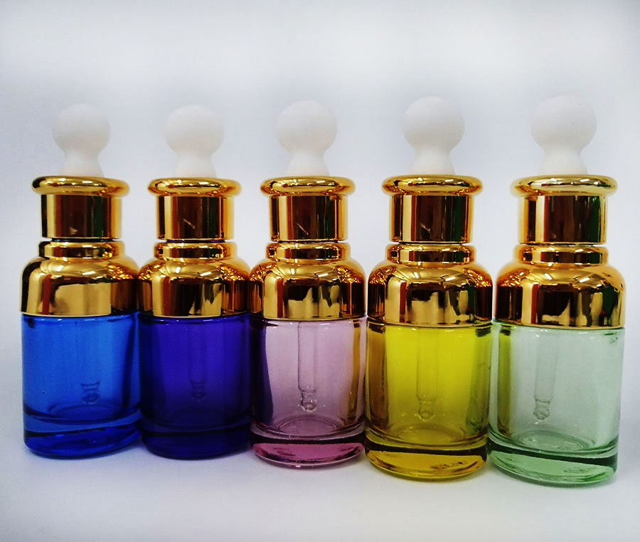 Essential oil glass bottle 30ml Pink blue purple yellow green cosmetic emulsion dropper bottle Spray color glass clear bottle