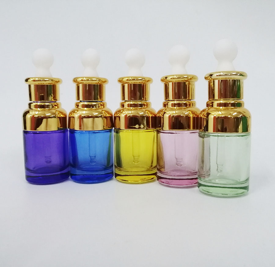 Essential oil glass bottle 30ml Pink blue purple yellow green cosmetic emulsion dropper bottle Spray color glass clear bottle