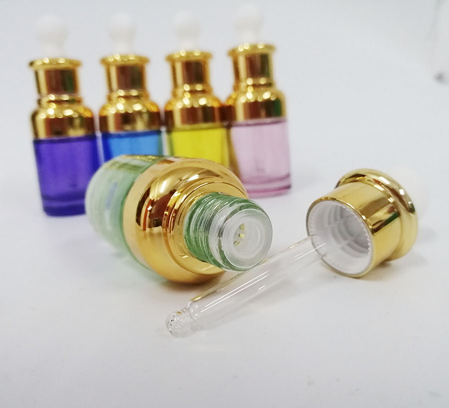 Essential oil glass bottle 30ml Pink blue purple yellow green cosmetic emulsion dropper bottle Spray color glass clear bottle
