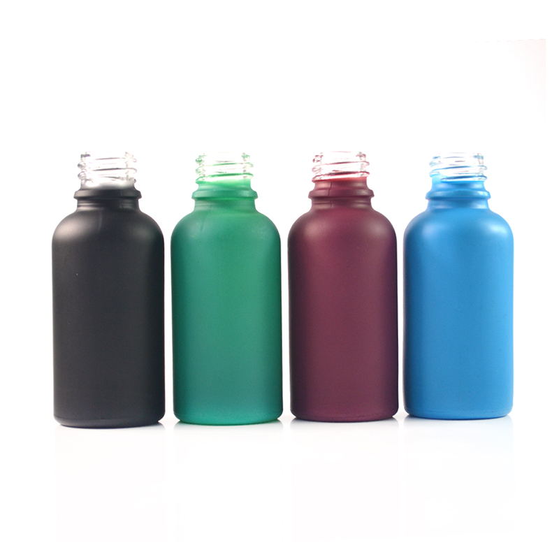 Essential oil glass bottle 30ml frosted matte black white glass dropper bottle with plastic childproof tamperproof cap