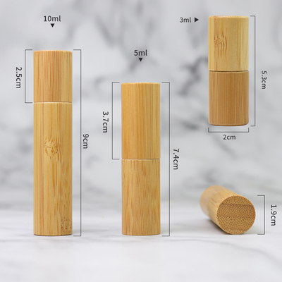 Essential oil packaging 10ml 15ml bamboo steel roller ball perfume bottle with bamboo cap