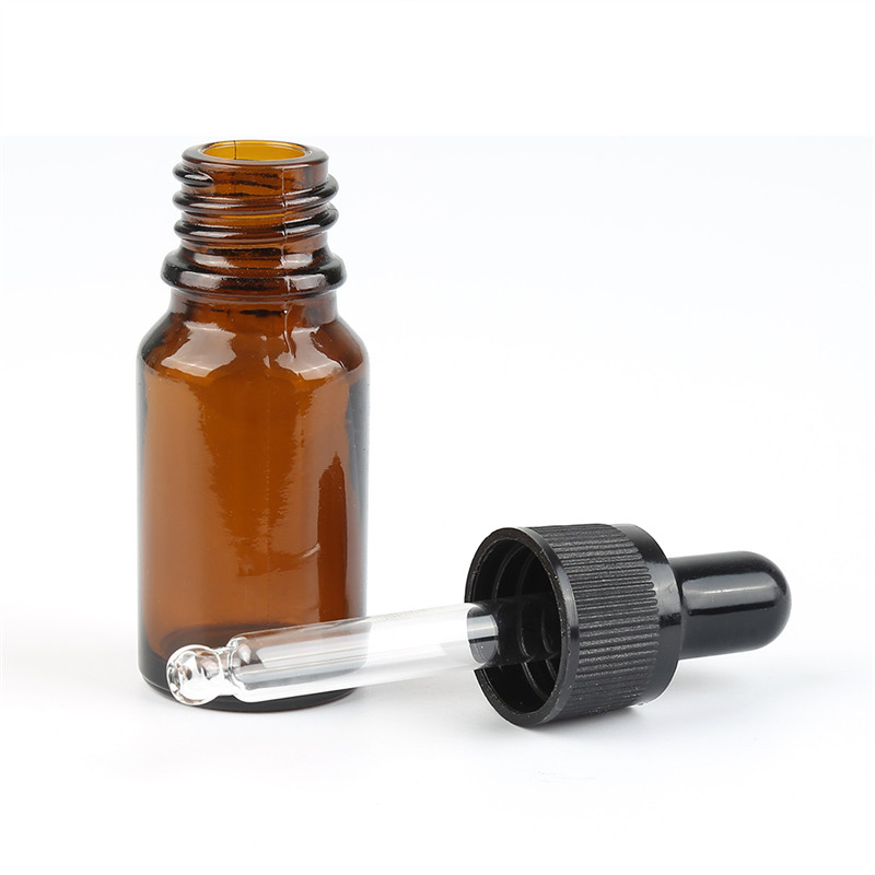 Essential oil packaging 10ml amber glass dropper bottle