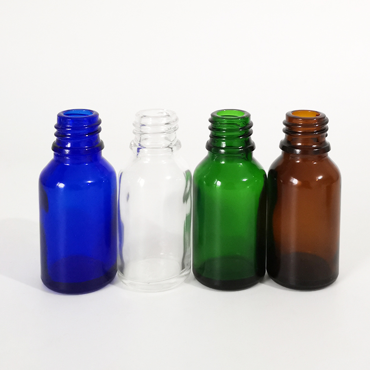 Essential oil packaging 15ml clear green blue amber glass dropper bottle with childproof cap