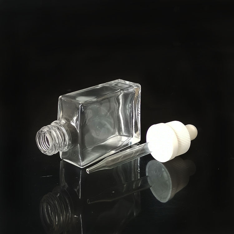Essential oil packaging 1oz 30ml transparent clear rectangle glass dropper bottle with caps
