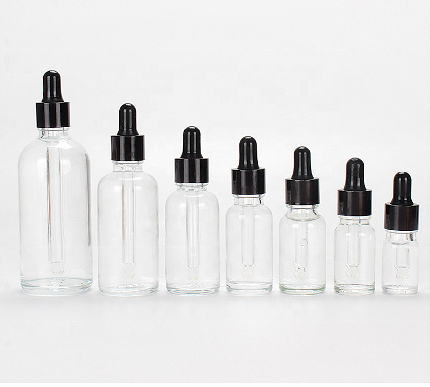 Essential oil packaging 2oz clear glass dropper bottle serum glass bottle