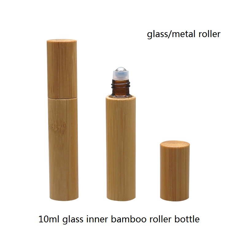 Essential oil packaging 5ml 10ml 15ml glass inner all bamboo roller bottle