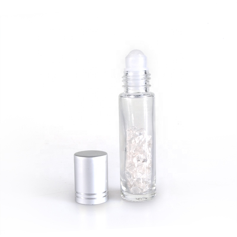 Essential oil packaging clear 4ml 6ml 8ml 10ml 15ml glass roller bottle with gem grain