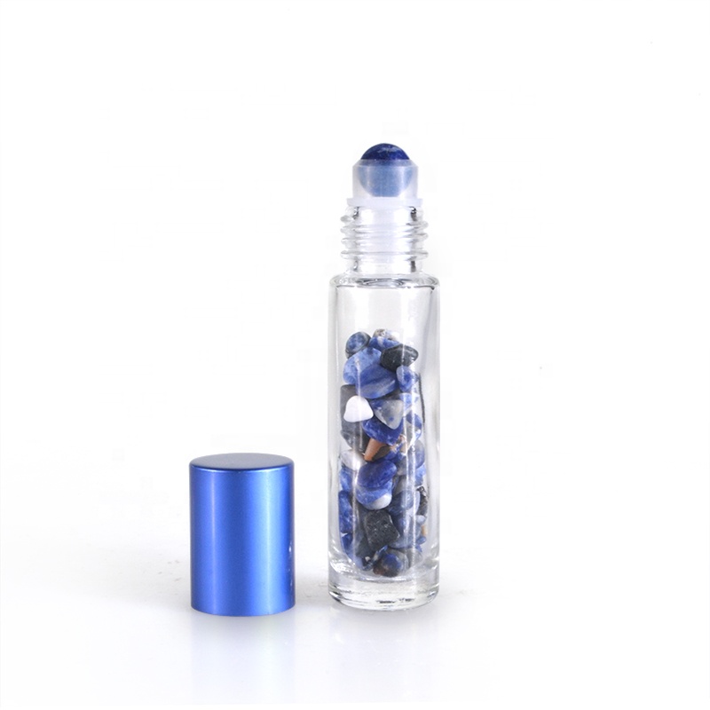 Essential oil packaging clear 4ml 6ml 8ml 10ml 15ml glass roller bottle with gem grain