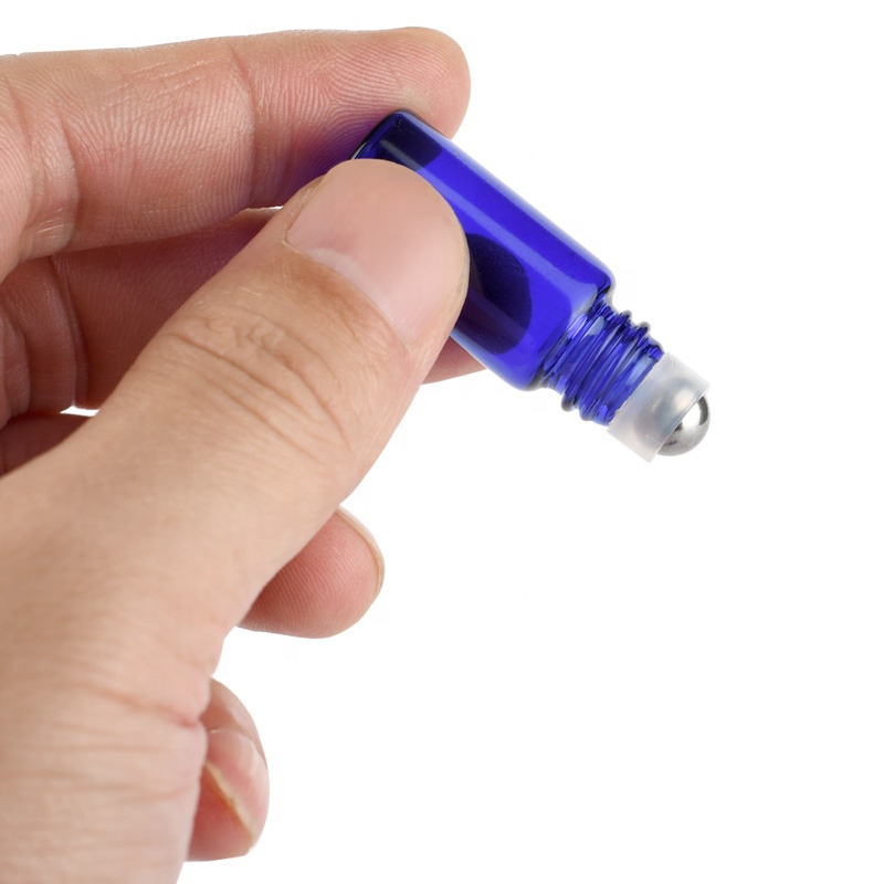 Essential oil perfume roller 1ml 2ml 3ml 5ml 10ml clear amber green pink purple blue glass roll on bottle with caps