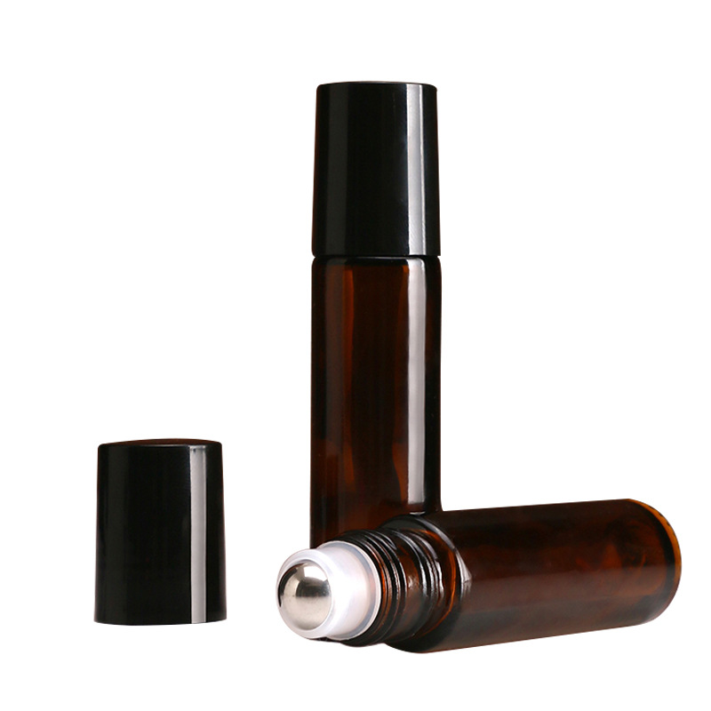 Essential oil perfume roller bottle clear amber blue 10ml glass roll on bottle with cap
