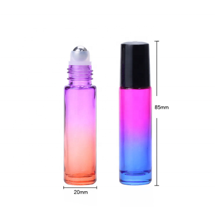 Essential oil roll on bottle 10ml aluminum cap gradient roller glass perfume bottles