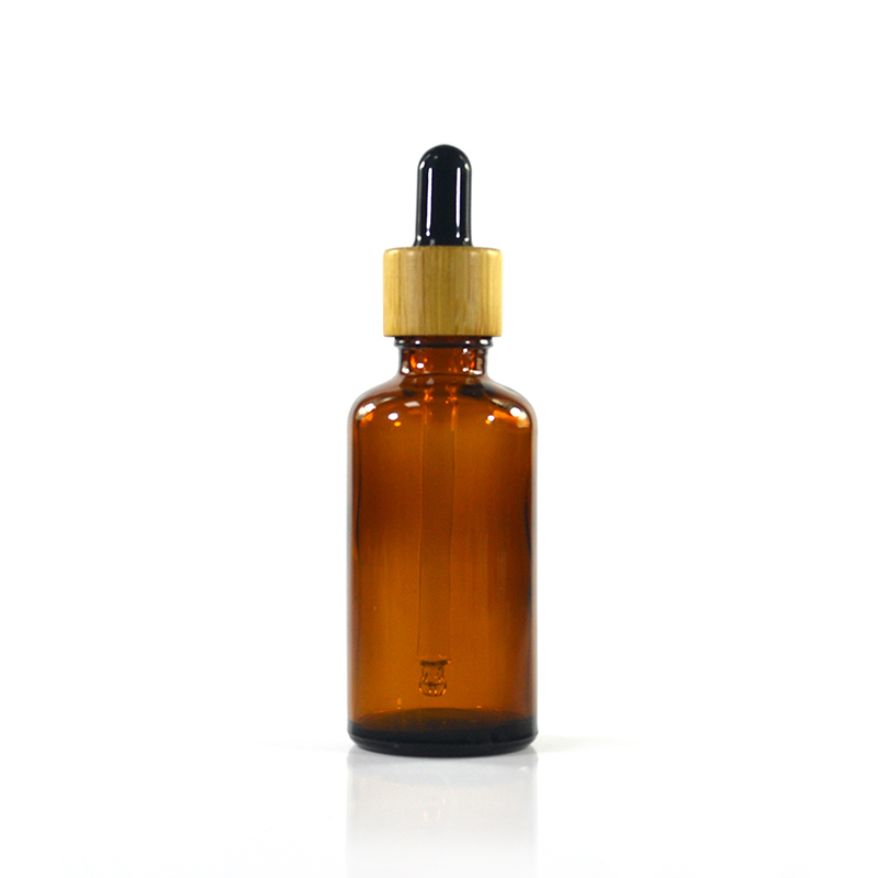 Essential oil round 10ml 20ml 30ml 50ml 100ml amber glass dropper bottle with bamboo cap