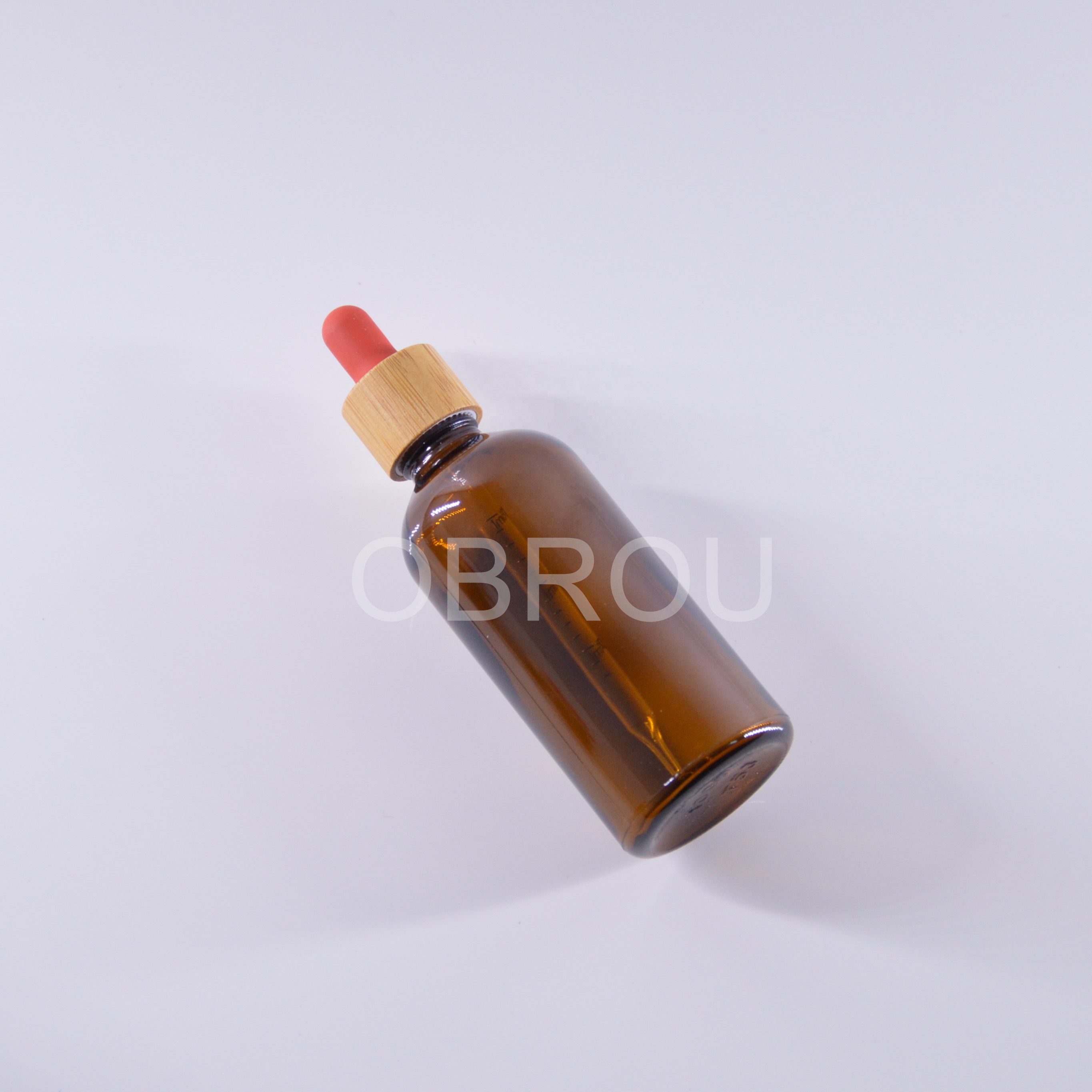 Essential oil serum eliquid amber glass dropper bottle bamboo cap 20ml 30ml 50ml 60ml 100ml Pharma Medical Amber Glass Bottle