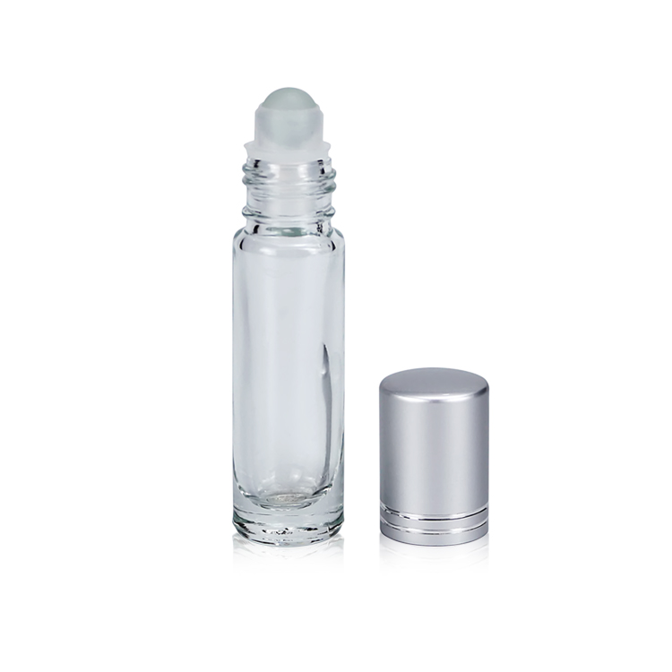 Essential oil use pink 10 ml eye cream glass roll on bottle with rose gold cap and metal stainless roll balls bottle tin