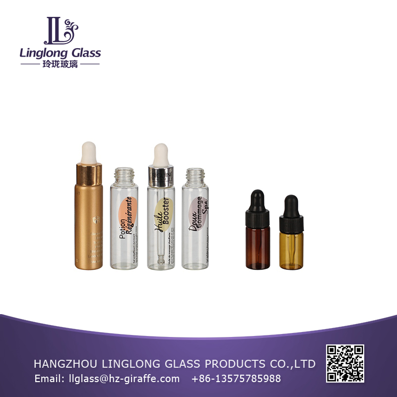 Essential oil used 3ml amber blue teardrop glass perfume bottle with cover