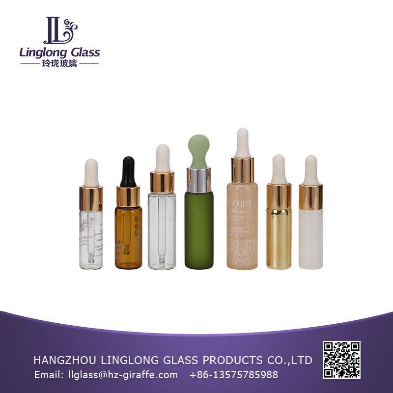 Essential oil used 3ml amber blue teardrop glass perfume bottle with cover