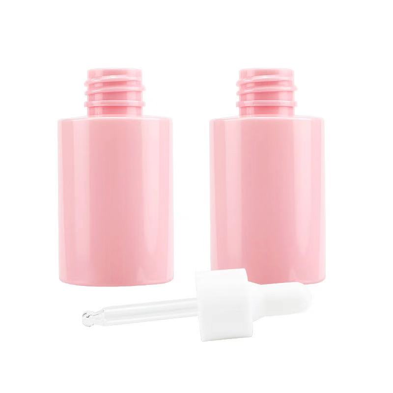 Essential serum pink PET plastic 30ml dropper bottle