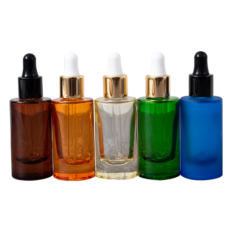 Eu-beauty15ml 30ml 60ml 120ml boston round clear amber green blue black glass dropper bottle for olive oil