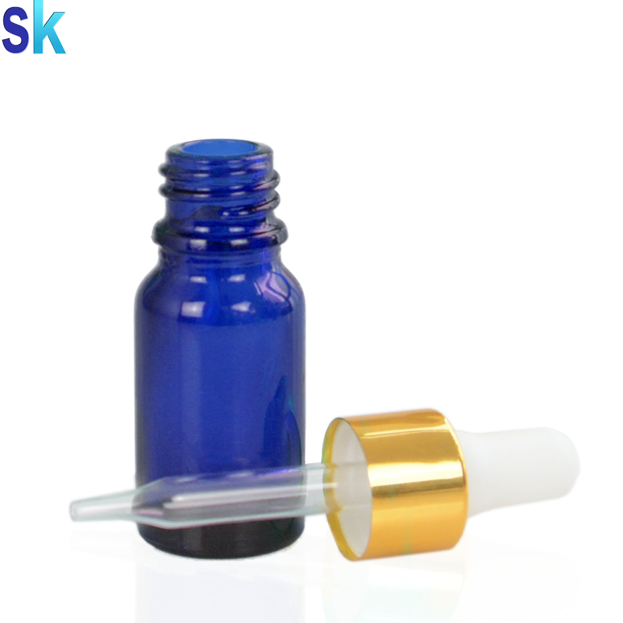Euro Round Blue Glass Dropper Pipette Essential Oil Bottle 10 ml