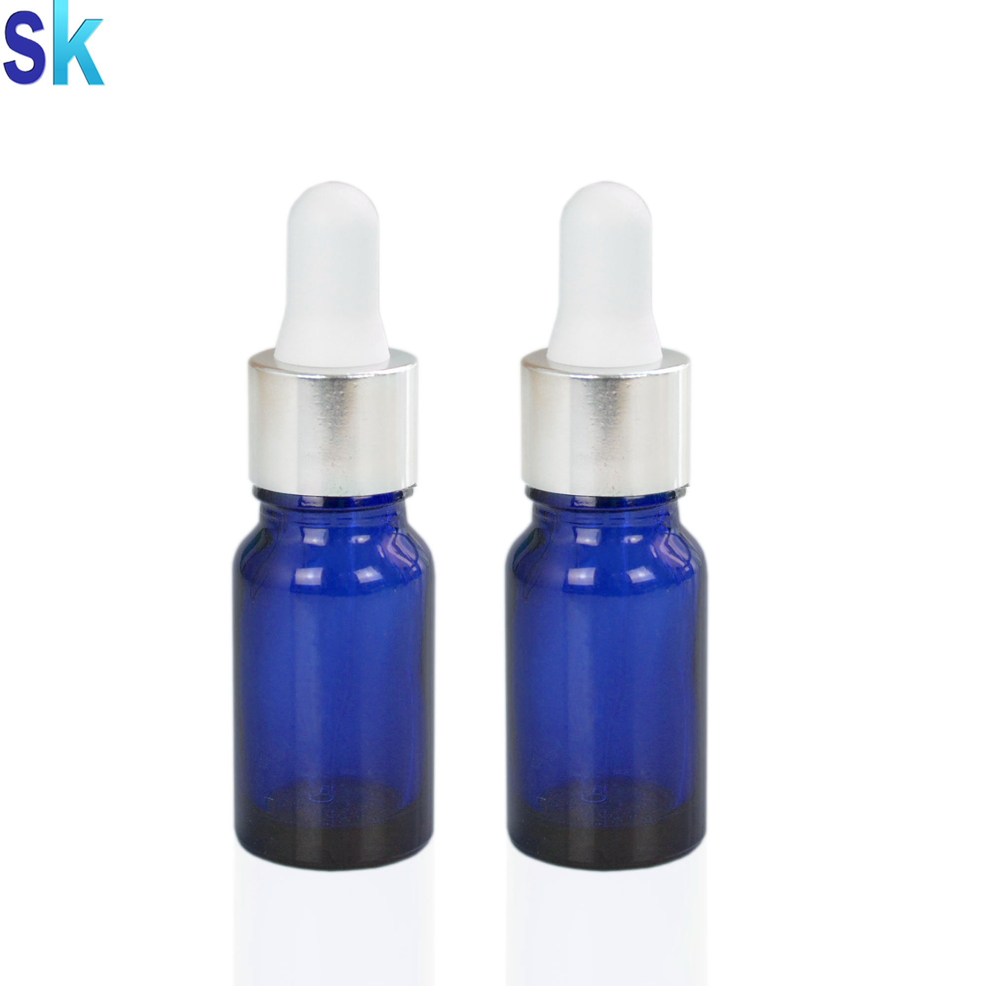 Euro Round Blue Glass Dropper Pipette Essential Oil Bottle 10 ml