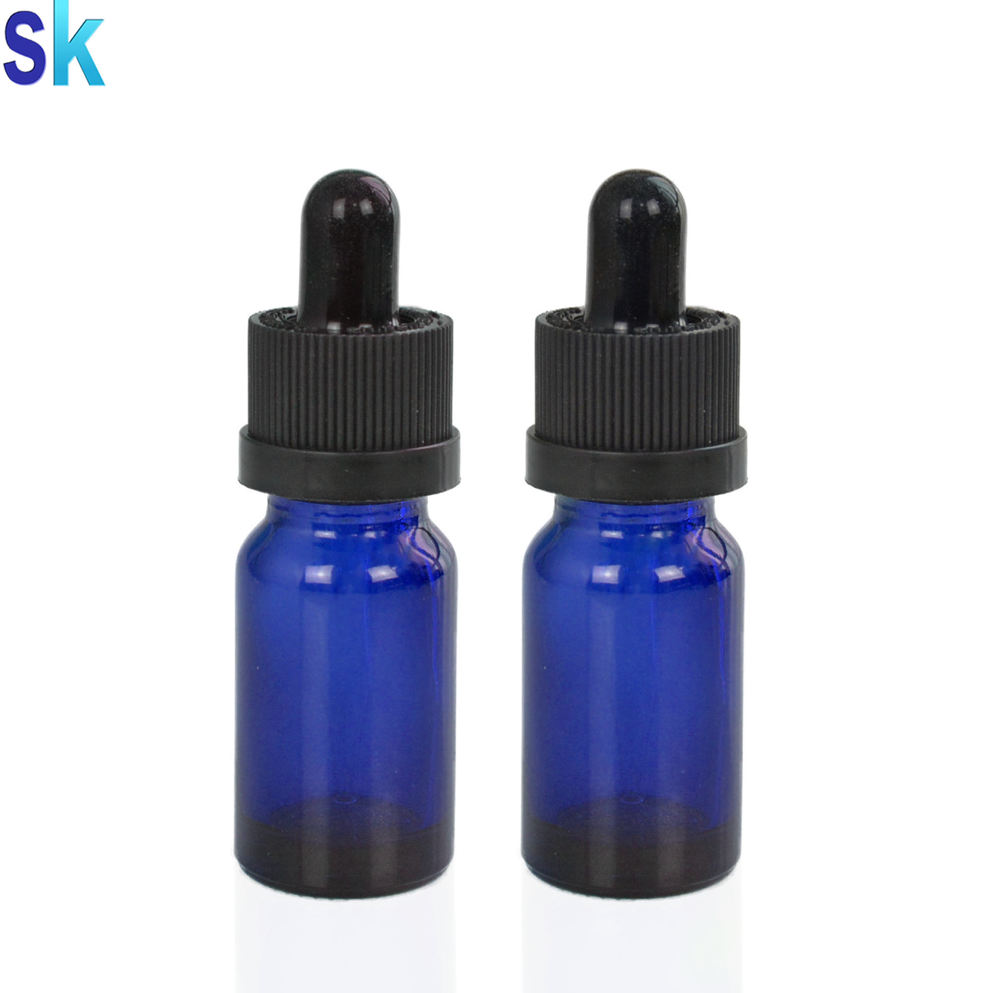 Euro Round Blue Glass Dropper Pipette Essential Oil Bottle 10 ml
