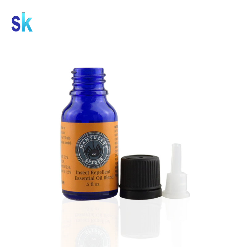 Euro Round Blue Glass Dropper Pipette Essential Oil Bottle 10 ml