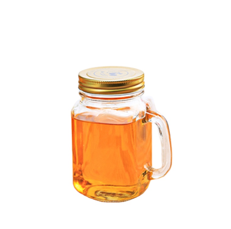 Europe style Sealed thicken leakproof glass 4 oz 8oz 32 oz mason jars 16 oz drink lid with handle