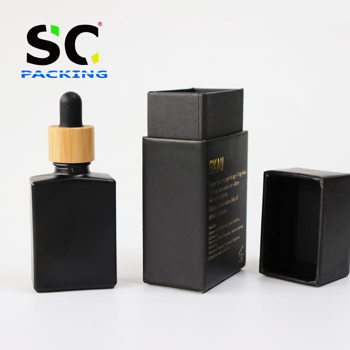 European 30ML black dropper e liquid bottles essential oil bottle glass bamboo cap dropper bottle