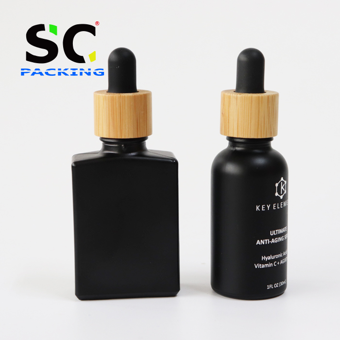 European 30ML black dropper e liquid bottles essential oil bottle glass bamboo cap dropper bottle