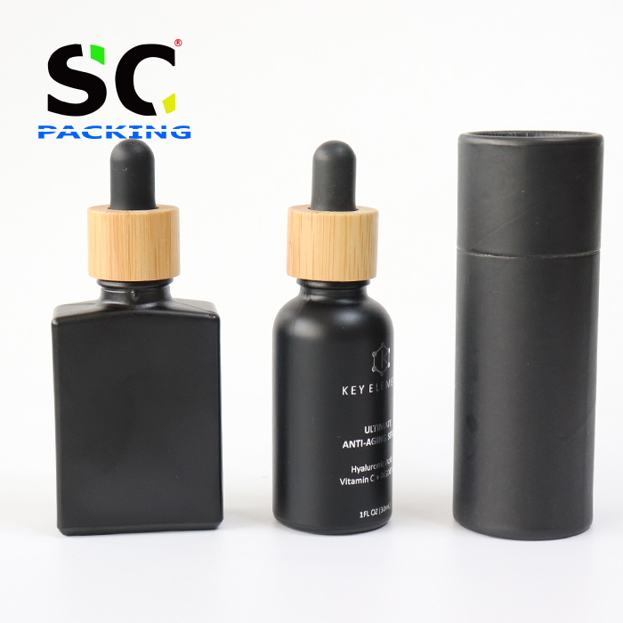 European 30ML black dropper e liquid bottles essential oil bottle glass bamboo cap dropper bottle