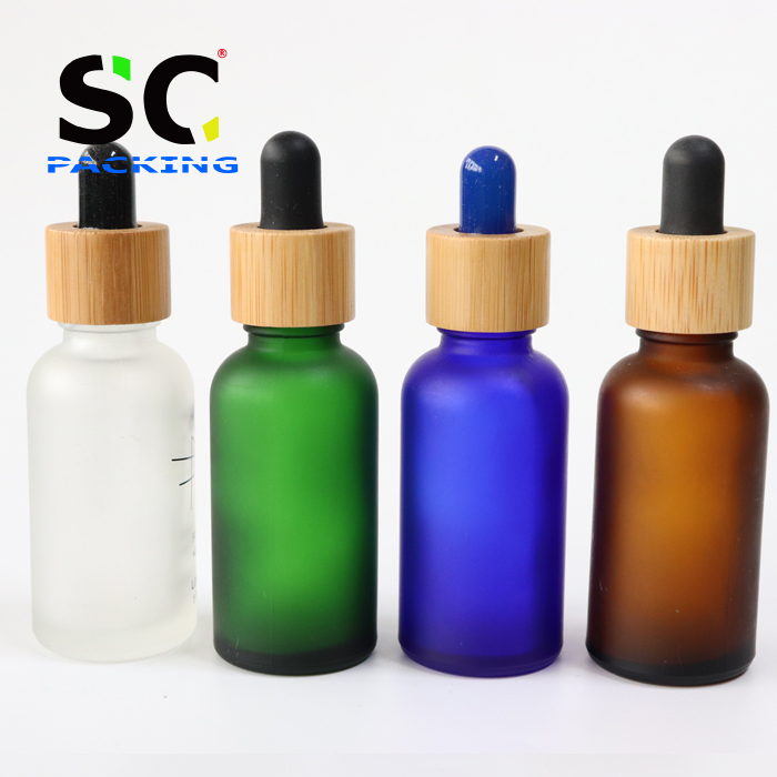 European 30ML black dropper e liquid bottles essential oil bottle glass bamboo cap dropper bottle