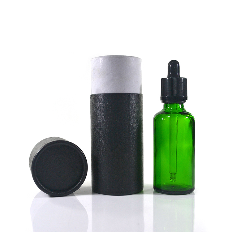 European 5ml 10ml 15ml 20ml 30ml 50ml 100ml green essential oil glass dropper bottle with pipette and craft paper tube