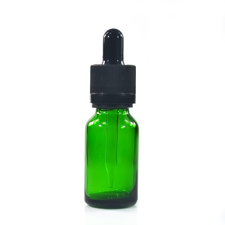 European 5ml 10ml 15ml 20ml 30ml 50ml 100ml green essential oil glass dropper bottle with pipette and craft paper tube