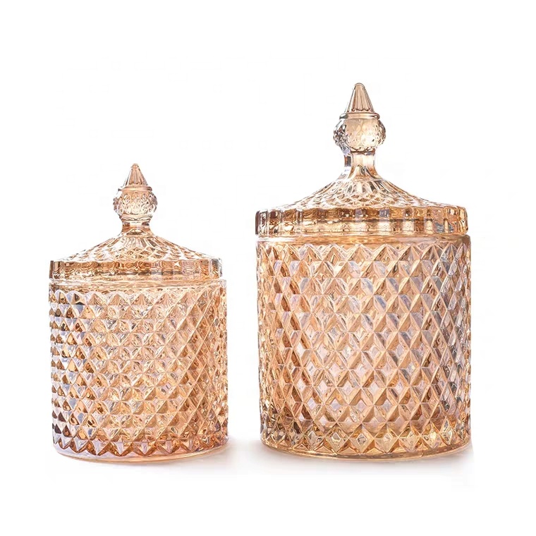 European Multifunctional Glass Storage Box Girly Heart Multi-color Optional Candy Jar For Christmas Decoration