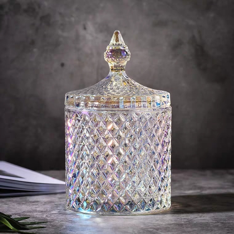 European Multifunctional Glass Storage Box Girly Heart Multi-color Optional Candy Jar For Christmas Decoration