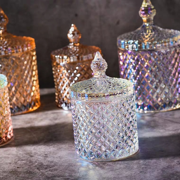 European Multifunctional Glass Storage Box Girly Heart Multi-color Optional Candy Jar For Christmas Decoration