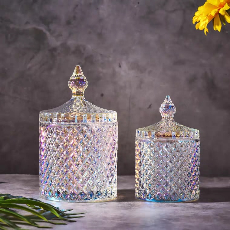 European Multifunctional Glass Storage Box Girly Heart Multi-color Optional Candy Jar For Christmas Decoration