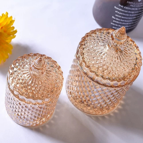 European Multifunctional Glass Storage Box Girly Heart Multi-color Optional Candy Jar For Christmas Decoration