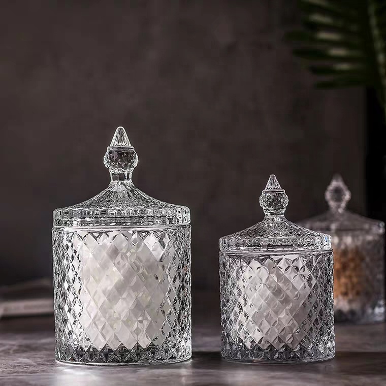 European Multifunctional Glass Storage Box Girly Heart Multi-color Optional Candy Jar For Christmas Decoration